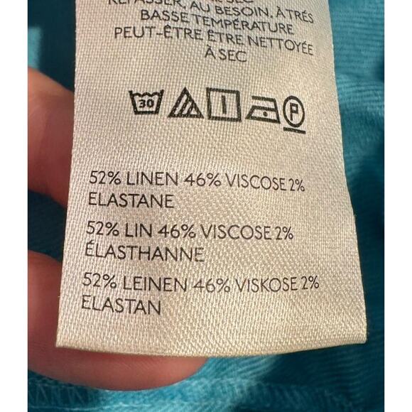 Maeve Linen Blend Shorts Women’s Size Medium High Rise Blue White Anthropologie - Picture 7 of 8